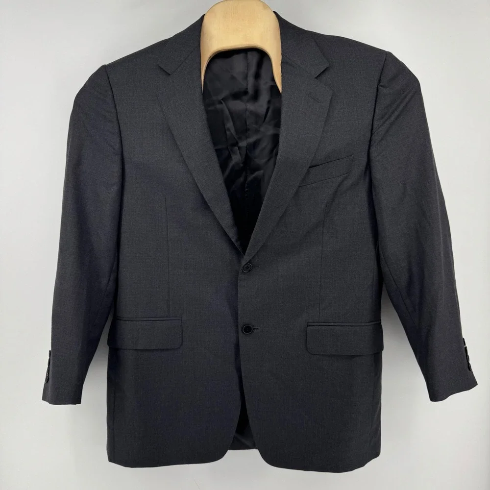 Canali Mens Charcoal Gray 100% Wool 2 Button Blazer Sport Coat Italy 50R US 40R